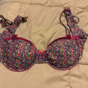 Strawberry Milk Mob Floral Print Pink Underwire Bikini Top